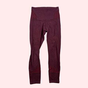 Lululemon Dark Maroon Red Mesh Detailed Yoga / Pilates Leggings Size 6